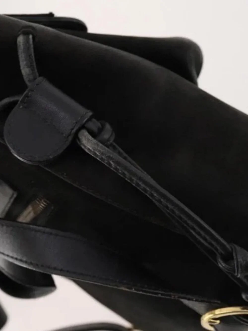 Salvatore Ferragamo Vara Ribbon Backpack Leather Black Gold Auth 172240